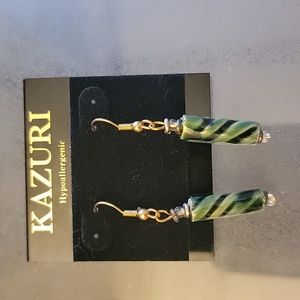 NWOT Kazuri hand made jade green twist bead earrings from Kenya